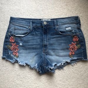 Mudd High-Rise Floral Jean Shorts